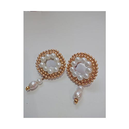 Handmade Golden And Pearl Stud Earring