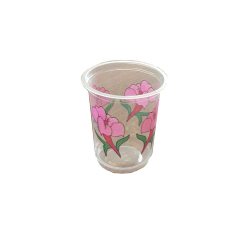 Disposable Plastic Glass for Serving Water, Flower Printed