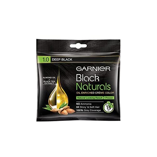 Garnier Black Naturals Oil Enriched Cream Color Hair Colour, Deep Black 1.0